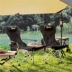 SET 2 SEDIE DA CAMPEGGIO PIEGHEVOLI CON POGGIAPIEDI STACCABILE E PORTABICCHIERI 82X50/100X88 CM NERO