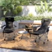 SET 2 SEDIE DA CAMPEGGIO PIEGHEVOLI CON POGGIAPIEDI STACCABILE E PORTABICCHIERI 82X50/100X88 CM NERO
