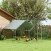 RECINTO PER GALLINE DA 10.2M PER 10-15 GALLINE CON TETTO IMPERMEABILE IN ACCIAIO E TESSUTO 3X3.4X1.9 M ARGENTO