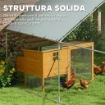 RECINTO PER GALLINE DA 10.2M PER 10-15 GALLINE CON TETTO IMPERMEABILE IN ACCIAIO E TESSUTO 3X3.4X1.9 M ARGENTO