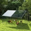 RECINTO PER GALLINE DA 10.2M PER 10-15 GALLINE CON TETTO IMPERMEABILE IN ACCIAIO E TESSUTO 3X3.4X1.9 M ARGENTO