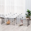 RECINTO PER ANIMALI MODULABILE CON PANNELLI 35X35 CM E ACCESSORI IN ACCIAIO E PP 140X70X70 CM NERO