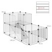 RECINTO PER ANIMALI MODULABILE CON PANNELLI 35X35 CM E ACCESSORI IN ACCIAIO E PP 140X70X70 CM NERO