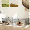 RECINTO PER ANIMALI MODULABILE CON 12 PANNELLI 35X35 CM E BORDI ARROTONDATI IN METALLO E ABS 140X70X35 CM NERO
