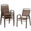 SET 4 SEDIE PER ESTERNO IMPILABILI CON SCHIENALE ALTO E BRACCIOLI IN ACCIAIO E PP 56X66X91 CM MARRONE SCURO