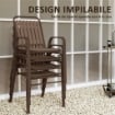 SET 4 SEDIE PER ESTERNO IMPILABILI CON SCHIENALE ALTO E BRACCIOLI IN ACCIAIO E PP 56X66X91 CM MARRONE SCURO