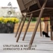 SET 4 SEDIE PER ESTERNO IMPILABILI CON SCHIENALE ALTO E BRACCIOLI IN ACCIAIO E PP 56X66X91 CM MARRONE SCURO