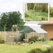 RECINTO PER GALLINE DA 12M PER 12-18 ANIMALI CON TETTO IMPERMEABILE MANGIATOIA E POSATOIO 3X4X1.9M ARGENTO
