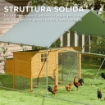 RECINTO PER GALLINE DA 12M PER 12-18 ANIMALI CON TETTO IMPERMEABILE MANGIATOIA E POSATOIO 3X4X1.9M ARGENTO