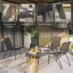 SET 4 SEDIE DA GIARDINO IMPILABILI IN ACCIAIO E TESSUTO A RETE TRASPIRANTE 54X71X93 CM NERO