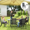 SET 4 SEDIE DA GIARDINO PIEGHEVOLI E TRASPIRANTI CON BRACCIOLI IN ACCIAIO E POLIESTERE 56X69X106 CM GRIGIO