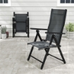 SET 4 SEDIE DA GIARDINO PIEGHEVOLI E TRASPIRANTI CON BRACCIOLI IN ACCIAIO E POLIESTERE 56X69X106 CM GRIGIO