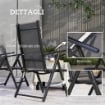 SET 4 SEDIE DA GIARDINO PIEGHEVOLI E TRASPIRANTI CON BRACCIOLI IN ACCIAIO E POLIESTERE 56X69X106 CM GRIGIO