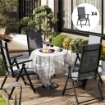 SET 4 SEDIE DA GIARDINO PIEGHEVOLI E TRASPIRANTI CON BRACCIOLI IN ACCIAIO E POLIESTERE 56X69X106 CM GRIGIO