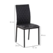 SET 4 SEDIE DA PRANZO IN FINTA PELLE CON CUCITURE A ROMBI E GAMBE IN METALLO NERO