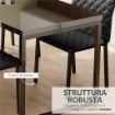 SET 4 SEDIE DA PRANZO IN FINTA PELLE CON CUCITURE A ROMBI E GAMBE IN METALLO NERO