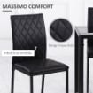 SET 4 SEDIE DA PRANZO IN FINTA PELLE CON CUCITURE A ROMBI E GAMBE IN METALLO NERO