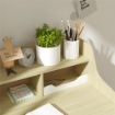 SET SCRIVANIA PER BAMBINI E SEDIA IN LEGNO CON SCAFFALE E CASSETTO ETÀ 3-10 ANNI BIANCO E LEGNO