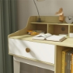 SET SCRIVANIA PER BAMBINI E SEDIA IN LEGNO CON SCAFFALE E CASSETTO ETÀ 3-10 ANNI BIANCO E LEGNO