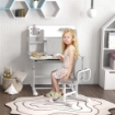 SET SCRIVANIA E SEDIA PER BAMBINI REGOLABILI BANCO SCUOLA CON PIANO INCLINABILE, CASSETTO SCAFFALE GRIGIO