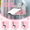 SET SCRIVANIA E SEDIA PER BAMBINI REGOLABILI BANCO SCUOLA CON PIANO INCLINABILE, CASSETTO SCAFFALE GRIGIO