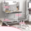 SET SCRIVANIA E SEDIA PER BAMBINI REGOLABILI BANCO SCUOLA CON PIANO INCLINABILE, CASSETTO SCAFFALE GRIGIO
