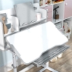 SET SCRIVANIA E SEDIA PER BAMBINI REGOLABILI BANCO SCUOLA CON PIANO INCLINABILE, CASSETTO SCAFFALE GRIGIO