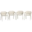 SET 4 SEDIE DA GIARDINO IMPILABILI IN PP DAL DESIGN MODERNO CON BRACCIOLI 60X56X75 CM BIANCO