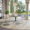SET 4 SEDIE DA GIARDINO IMPILABILI IN PP DAL DESIGN MODERNO CON BRACCIOLI 60X56X75 CM BIANCO