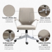 SEDIA DA UFFICIO ERGONOMICA CON ALTEZZA REGOLABILE E FUNZIONE DONDOLO 62X69X92-100 CM BEIGE
