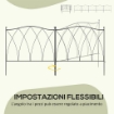 RECINZIONE ESTERNA A 5 PANNELLI IN METALLO CON LACCI 305X62 CM NERA