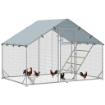 RECINTO PER GALLINE DA 6M¦ PER 6-8 ANIMALI CON TETTO IMPERMEABILE MANGIATOIA E POSATOIO 3X2X1.9M ARGENTO
