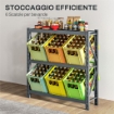 SCAFFALE PER 6 CASSE DI BEVANDE AUTOPORTANTE A 3 LIVELLI CON RIPIANI REGOLABILI 110X30X110 CM GRIGIO