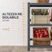 SCAFFALE PER 6 CASSE DI BEVANDE AUTOPORTANTE A 3 LIVELLI CON RIPIANI REGOLABILI 110X30X110 CM GRIGIO