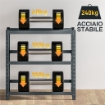 SCAFFALE PER 6 CASSE DI BEVANDE AUTOPORTANTE A 3 LIVELLI CON RIPIANI REGOLABILI 110X30X110 CM GRIGIO