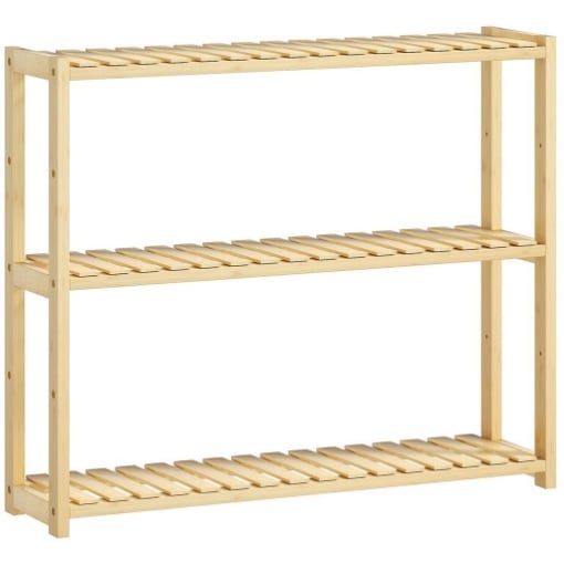 SCAFFALE PER IL BAGNO A 3 RIPIANI REGOLABILI IN 5 POSIZIONI IN BAMBÙ  60X15X50 CM COLOR LEGNO