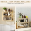 SCAFFALE PER IL BAGNO A 3 RIPIANI REGOLABILI IN 5 POSIZIONI IN BAMBÙ  60X15X50 CM COLOR LEGNO