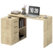 SCRIVANIA ANGOLARE PER PC CON 3 CASSETTI E RIPIANI APERTI IN LEGNO E METALLO 117X83.5X76 CM NOCE