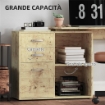 SCRIVANIA ANGOLARE PER PC CON 3 CASSETTI E RIPIANI APERTI IN LEGNO E METALLO 117X83.5X76 CM NOCE