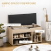 SCARPIERA SALVASPAZIO IMBOTTITA CON 2 RIPIANI APERTI E SPAZIO A SCOMPARSA IN LEGNO E PELLE PU 80X30X45 CM