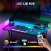 SCRIVANIA GAMING CON LUCI LED E SUPPORTO PER MONITOR IN TRUCIOLATO E ACCIAIO 100X60X88.5 CM NERO