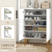 SCARPIERA MODERNA PER 15-20 PAIA DI SCARPE RIPIANI REGOLABILI E CHIUSURA AMMORTIZZATA BIANCO