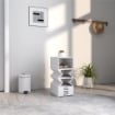 SCARPIERA CON 8 CONTENITORI PER SCARPE IMPILABILI E PIEGHEVOLI CON PANNELLO TRASPARENTE BIANCO
