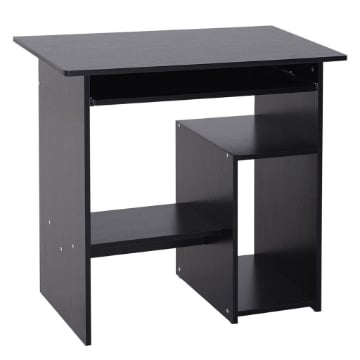 SCRIVANIA PC MODERNA IN LEGNO CON RIPIANO PER CPU E SPAZIO PER TASTIERA ESTRAIBILE 80X45X75 CM NERO