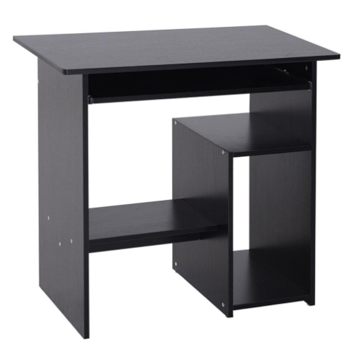 SCRIVANIA PC MODERNA IN LEGNO CON RIPIANO PER CPU E SPAZIO PER TASTIERA ESTRAIBILE 80X45X75 CM NERO