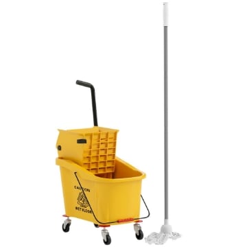 SECCHIO LAVAPAVIMENTI PROFESSIONALE 36L CON MOCIO STRIZZATORE RUOTE E MANICO 55X37X65 CM GIALLO