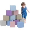 SET 12 CUBI GIOCATTOLO MORBIDI PER BAMBINI 12-36 MESI IN PU ED EPE 20X20X20 CM MULTICOLORE