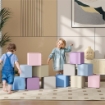 SET 12 CUBI GIOCATTOLO MORBIDI PER BAMBINI 12-36 MESI IN PU ED EPE 20X20X20 CM MULTICOLORE
