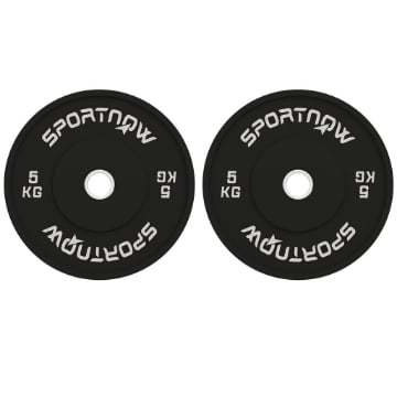 SET 2 DISCHI PESI DA 5KG IN GOMMA CON FORO DA 2"/5 CM PER MANUBRI E BILANCIERI NERO