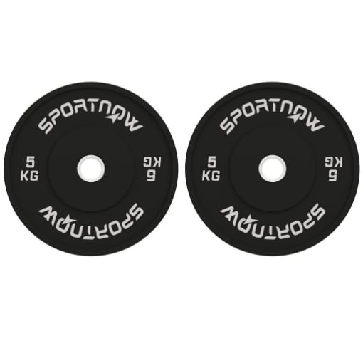SET 2 DISCHI PESI DA 5KG IN GOMMA CON FORO DA 2"/5 CM PER MANUBRI E BILANCIERI NERO